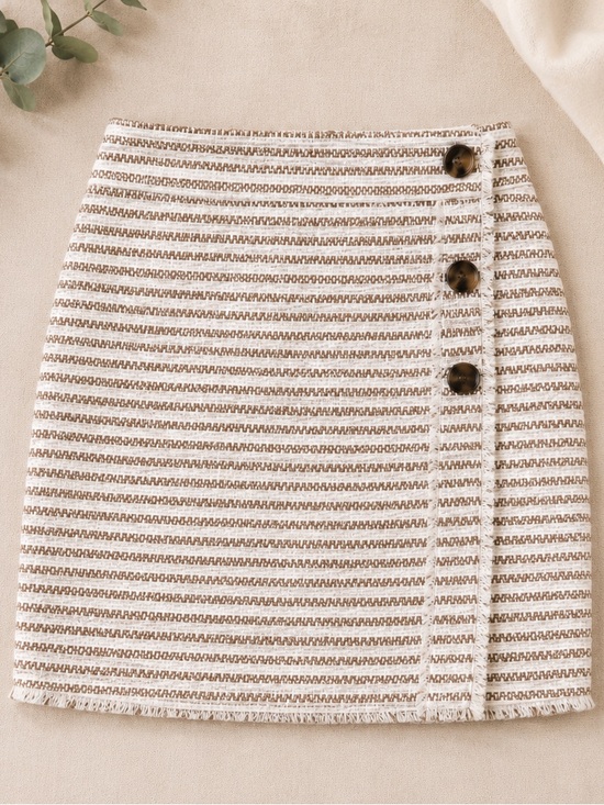 Ann Taylor Dresses & Skirts - Ann Taylor Cream and Brown Striped Pencil Skirt
